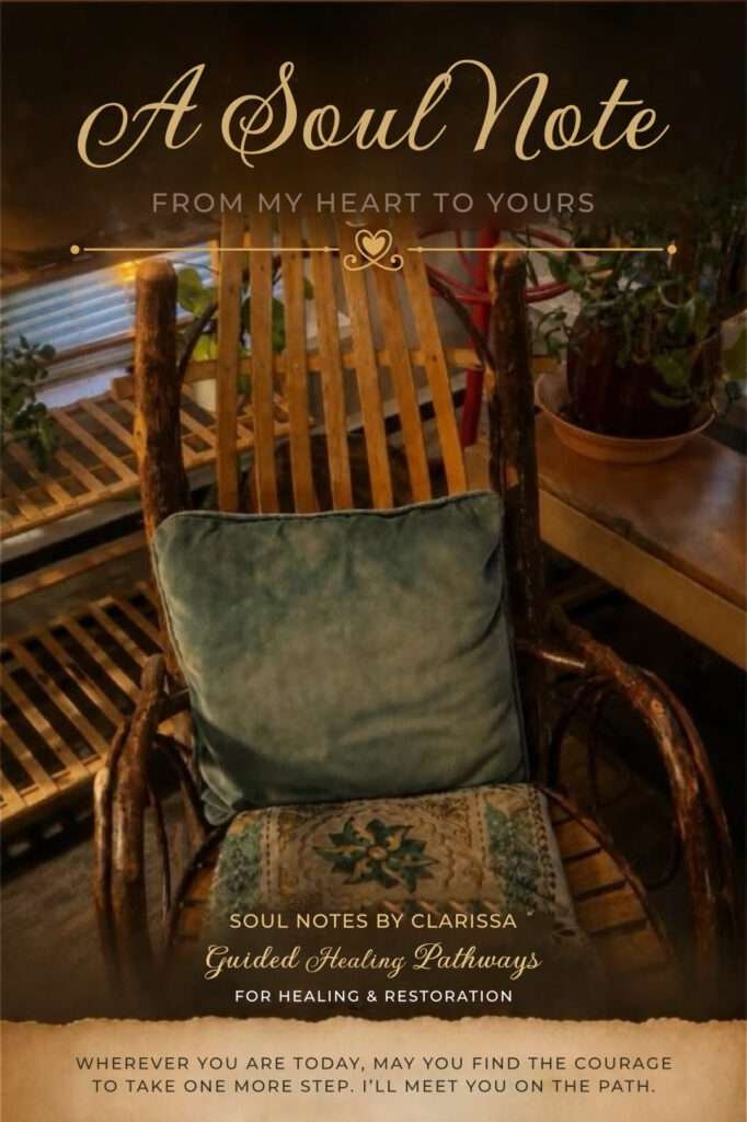 Weathered wooden rocking chair with a green cushion in a cozy room, illustrating the stories and comfort held by familiar things.