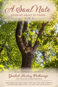 Sunlight shining through the canopy of a tall tree reaching toward the sky, accompanying a Soul Note about grounding, balance, and growth.