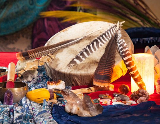 Spiritual Energy Healing tools-Shaman Drum, Crystals, Tibetan singing bowl. Spiritual Energy Healing tools-Shaman Drum, Crystals, Tibetan singing bowl.
